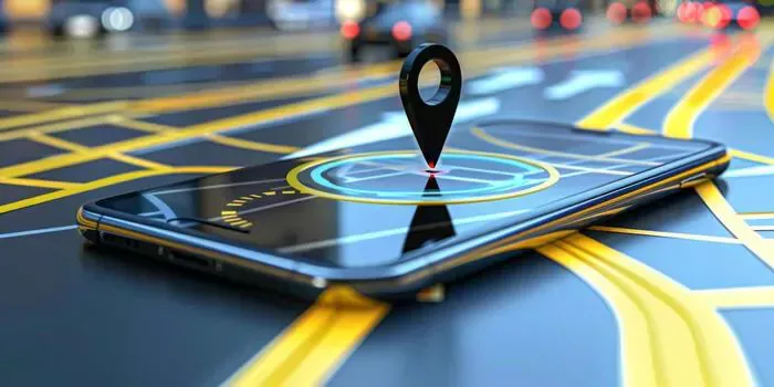 Иллюстрация GPS-мониторинга и навигации на смартфоне